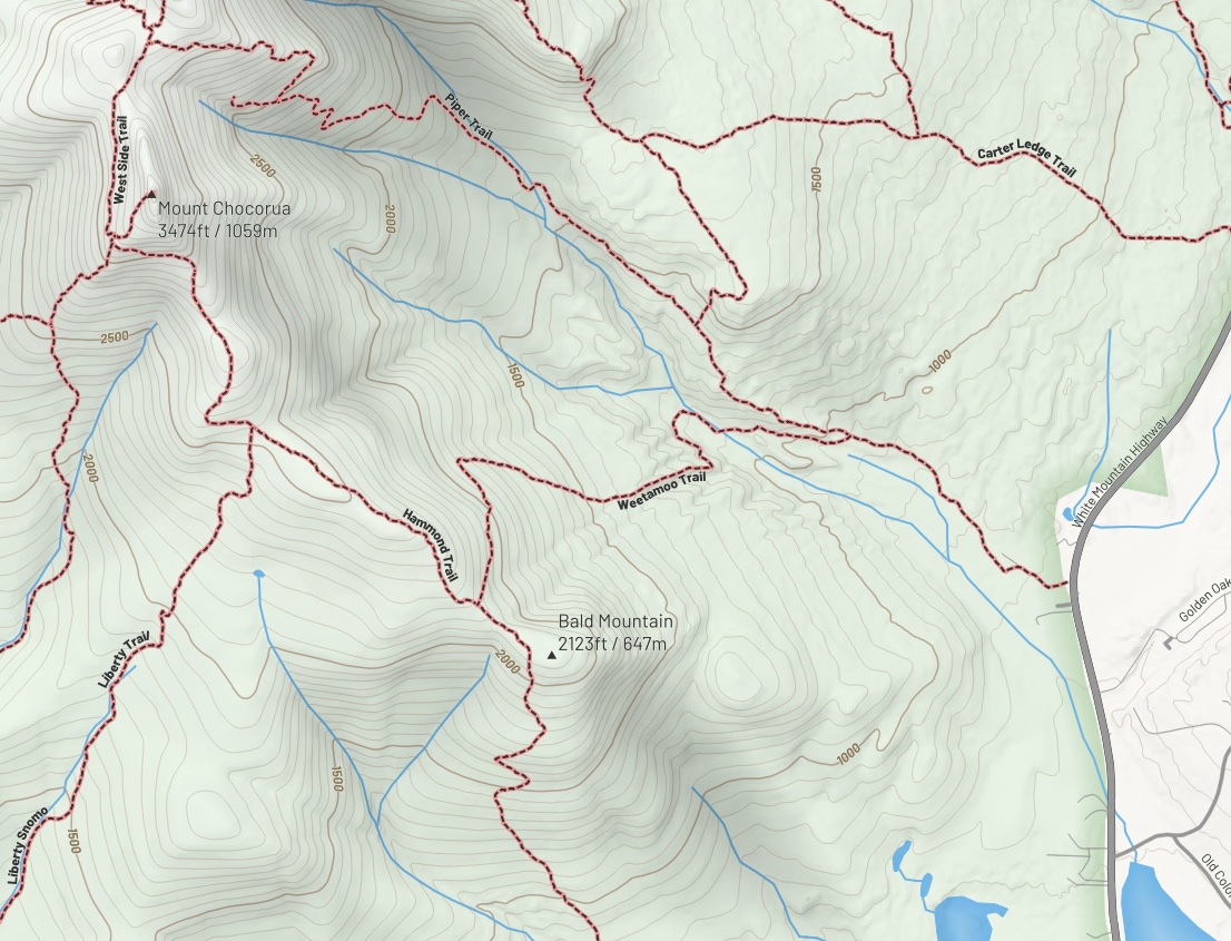Mt Chocorua hiking trails (color)