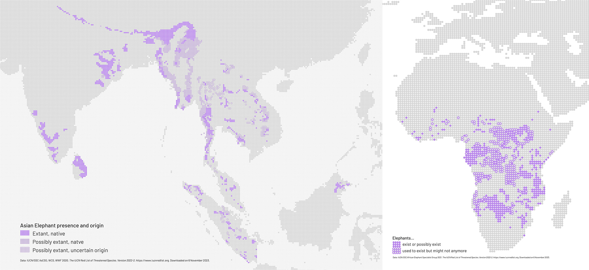 Asian and African elephants